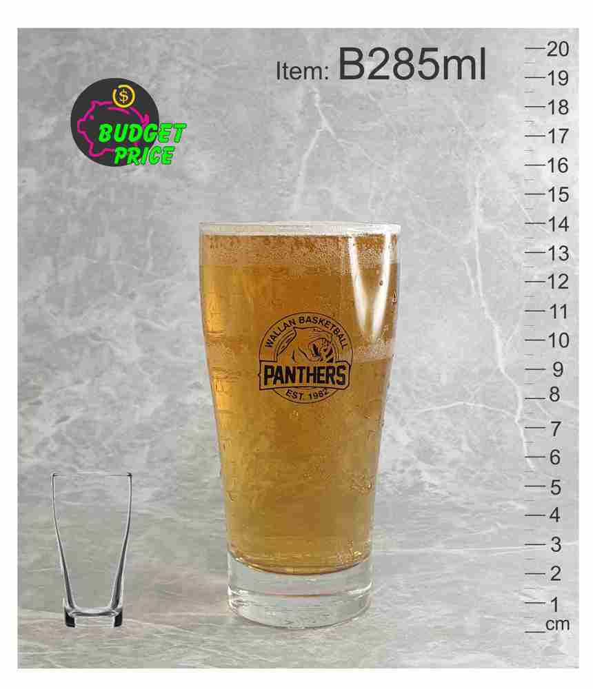 B285ml black printed conical beer pint middy ten handle schooner cup pot glass 285ml event festivals Melbourne Australia abc2000 Buy Online
