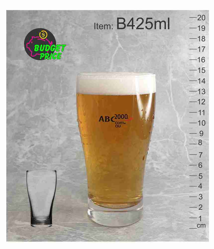 B425ml black and red printed conical beer pint middy ten handle schooner cup pot glass 425ml event festivals Melbourne Australia abc2000