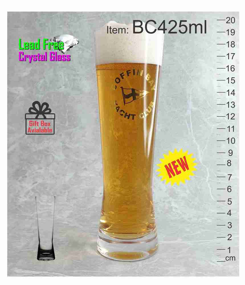BC425ml crystal gold decal printed conical pilsner beer pint middy ten handle schooner cup pot glass 425ml event festivals Australia