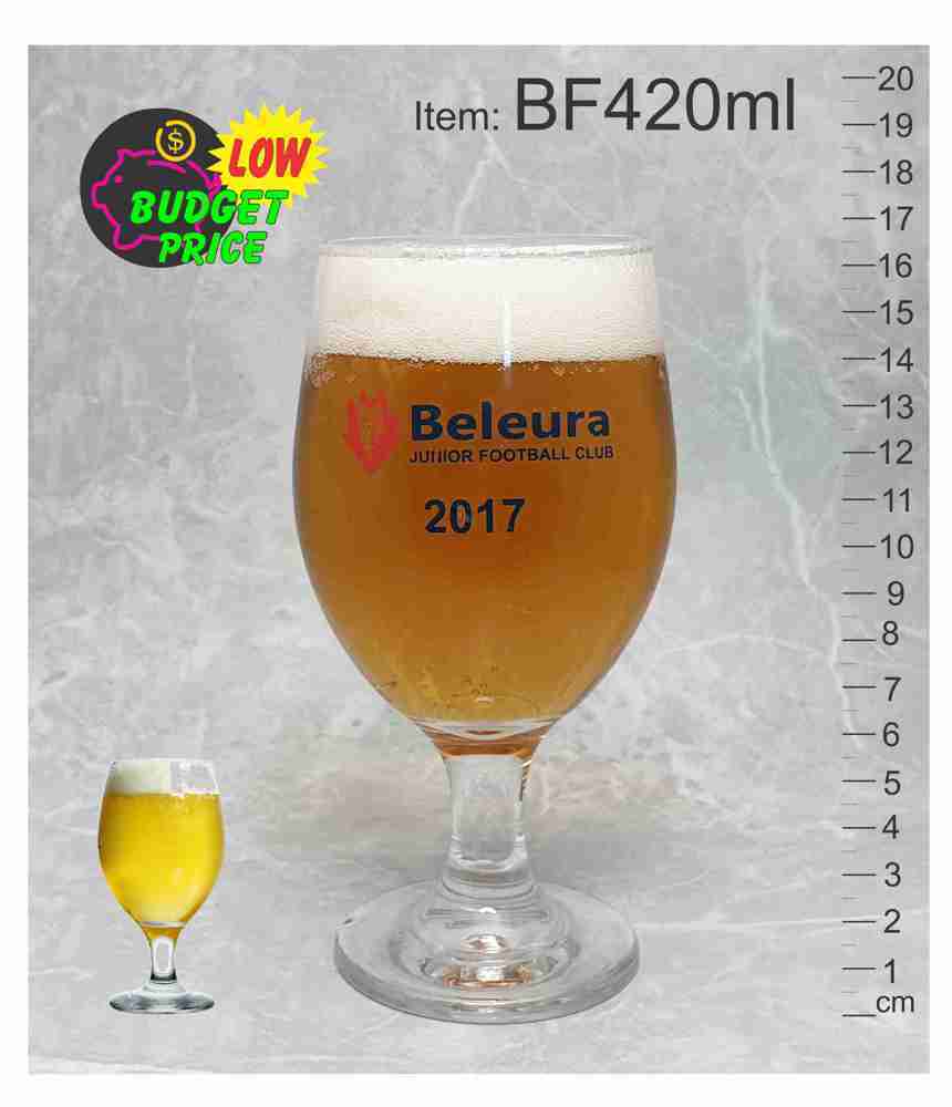 BF420ml black printed conical beer pint middy ten handle schooner tulip goblet footed pilsner cup pot glass 425ml event festivals Australia