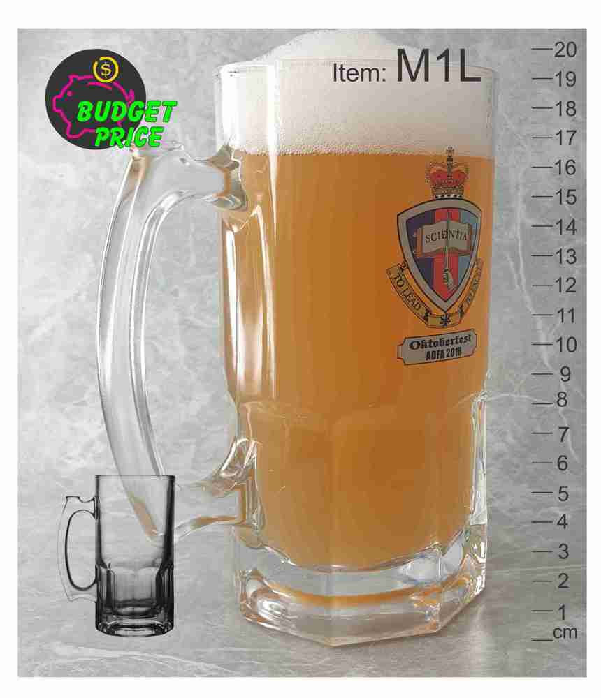 M1L Oktoberfest 1000ml 1l litre Stein super glass beer mug event festivals melbourne decal print laser enagraving etched Melbourne Australia